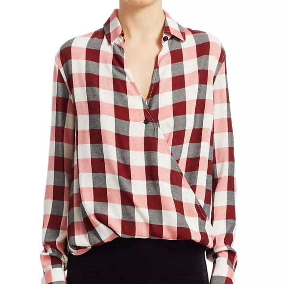 rag & bone Tops - Rag & Bone Camille Plaid Faux Wrap Casual Blouee Size Medium